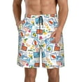 thumbnail image 1 of Kdxio Summer Stamp Pattern Mens Casual Shorts - Drawstring Summer Beach Sports Shorts for Men, 1 of 9