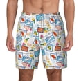 thumbnail image 1 of Kdxio Summer Stamp Print Men'S Swim Trunks With Compression Liner 7 Inch Inseam Quick Dry Swim Shorts, 1 of 7