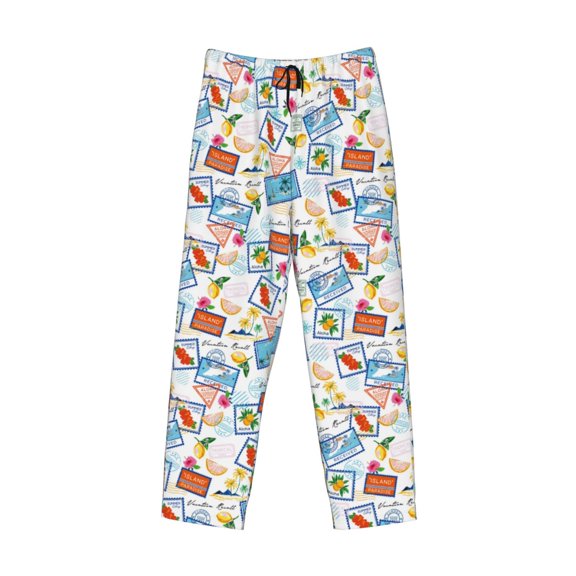 Kdxio Summer Stamp Print Men's Sleep Pajama Pant Lounge Pants with Pockets