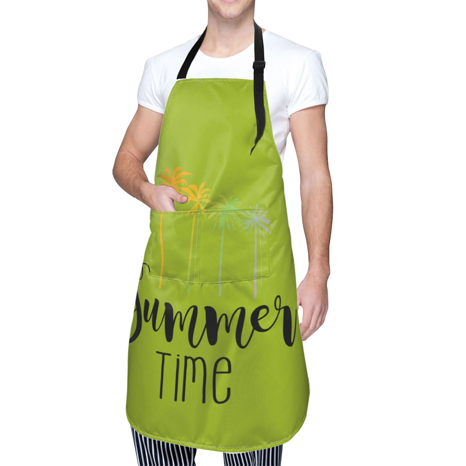 Kdxio Summer Time Apron with Pockets Adjustable Kitchen Aprons for Men Women Waterproof Aprons for Cooking,Drawing,Crafting, Baking Household Cleaning