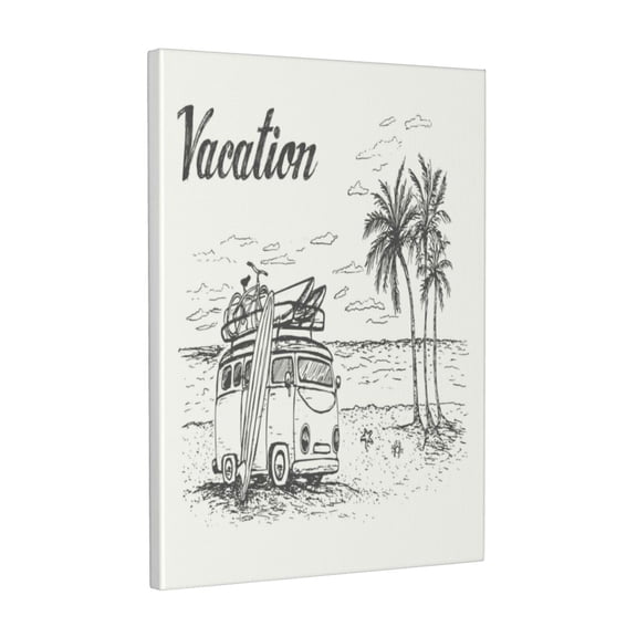 Kdxio Summer Vacation Scene With Camping Van Pattern Canvas Wall Art 12x16 Inches - Waterproof HD Print Solid Wood Frame for Living Room & Bathroom,Vertical