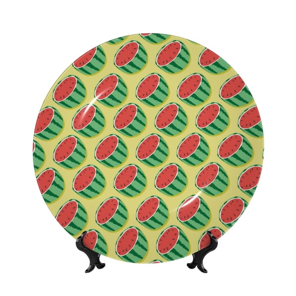 Kdxio Summer Watermelon Bone China Decorative Plate Ceramic Decorative Plate for Home Office Wall Stand Decorative Plates for Home Bedroom-7in