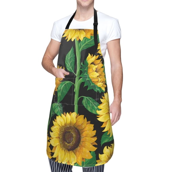 Kdxio Sunflower Apron with Pockets Adjustable Kitchen Aprons for Men Women Waterproof Aprons for Cooking,Drawing,Crafting, Baking Household Cleaning
