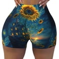 thumbnail image 1 of Kdxio Sunflower Castle Starry Sky Print Workout Shorts for Women Seamless Soft Smooth Gym Yoga Scrunch Active Shorts, 1 of 5