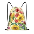 thumbnail image 1 of Kdxio Sunflower Cornflower Poppy Print Drawstring Backpack Bag,Waterproof Draw String Back Sack, Gym Drawstring Bags Swim Bag For Unisex, 1 of 9