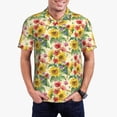 thumbnail image 1 of Kdxio Sunflower Cornflower Poppy Print Men's Short Sleeve Polo Shirt,Midweight Men's Shirt, 1 of 6
