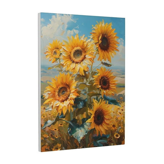 Kdxio Sunflower Field Art Pattern Canvas Wall Art 12x16 Inches - Waterproof HD Print Solid Wood Frame for Living Room & Bathroom,Vertical