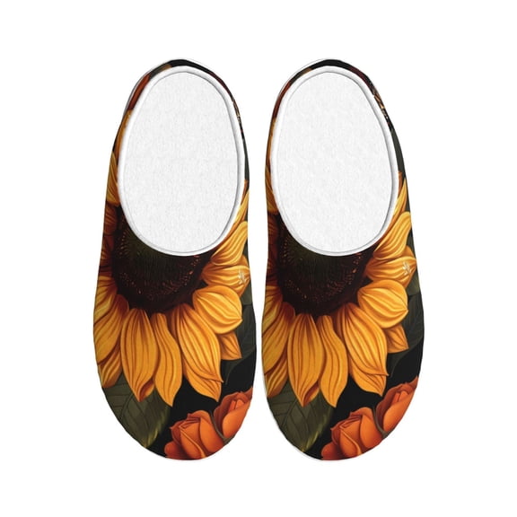 Kdxio Sunflower Floral Butterfly Women's Men's Slippers Plush Slip-On House Slipper for Winter Indoor Soft Cushion Non-slip Fluffy Slides Slippers-39/40