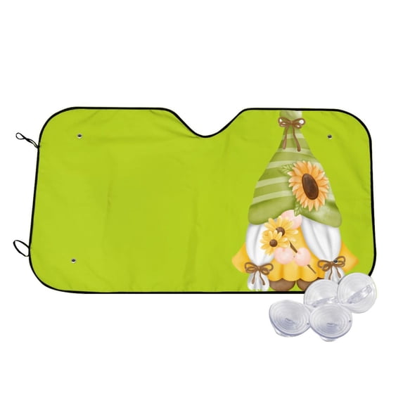 Kdxio Sunflower Gnomes Print Windshield Sun Shade,UV Rays and Sun Heat Protection,Sunshade for Car Windshield,Car Shade Front Windshield - Medium