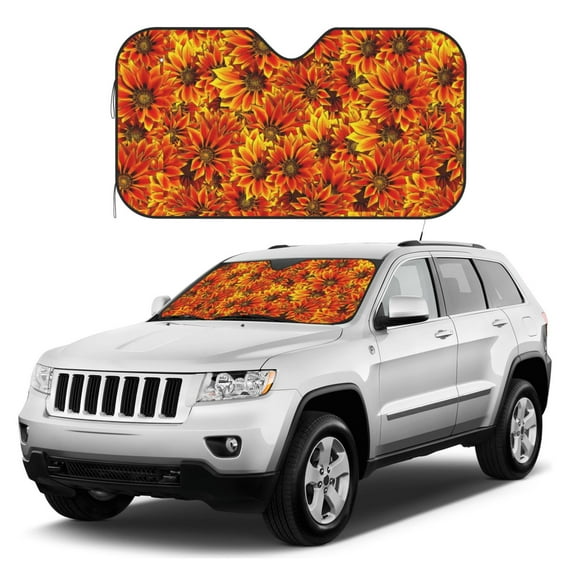 Kdxio Sunflower Print Windshield Sun Shade, Foldable Sun Blocker for Car,Truck,SUV Automotive Interior Sun Protection,Reflective Shade for Front Windshield(Medium)