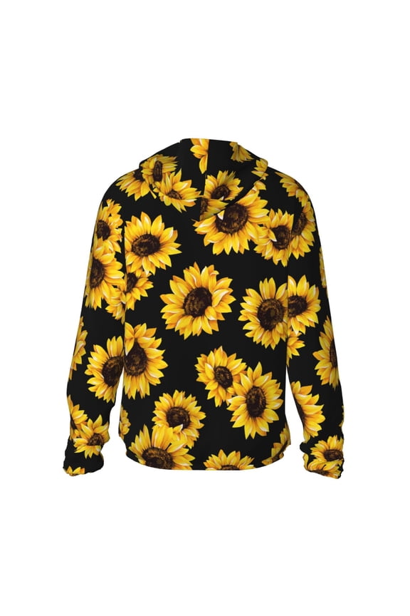 Sunflower Print Women Men Sun Protection UPF 50+ Jackets Zip Up Long Sleeve Hoodie Hiking Lightweight with Pockets
