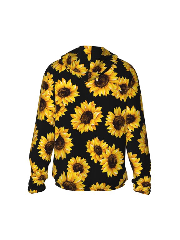 Sunflower Print Women Men Sun Protection UPF 50+ Jackets Zip Up Long Sleeve Hoodie Hiking Lightweight with Pockets