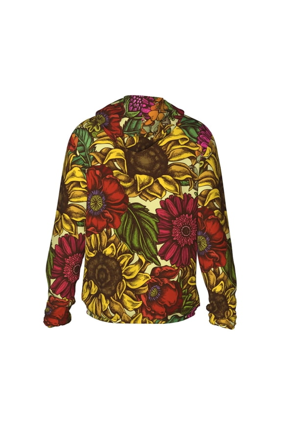 Sunflower Print Women Men Sun Protection UPF 50+ Jackets Zip Up Long Sleeve Hoodie Hiking Lightweight with Pockets