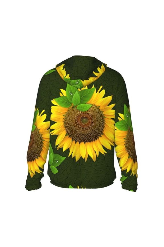 Sunflower Print Women Men Sun Protection UPF 50+ Jackets Zip Up Long Sleeve Hoodie Hiking Lightweight with Pockets