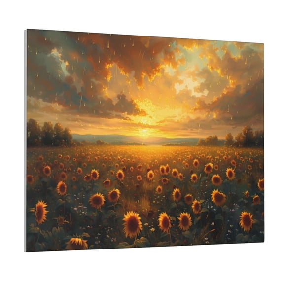 Kdxio Sunflower Sunset Rainfall Pattern Canvas Wall Art for Living Room Wall Decor for Bedroom Bathroom Modern Framed Canvas Art Prints Ready to Hang,Horizontal