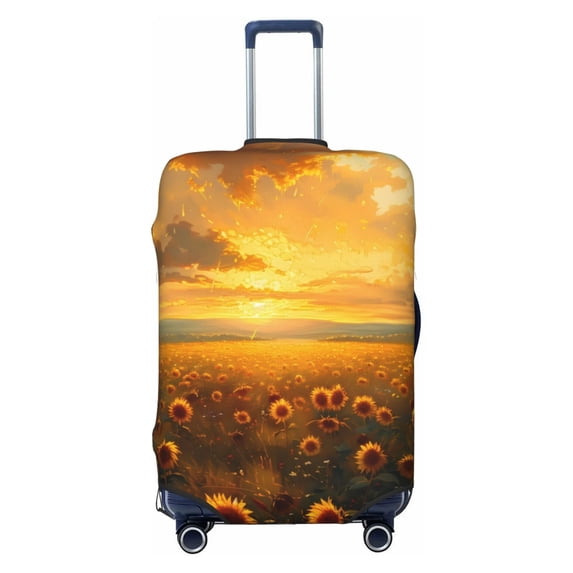 Kdxio Sunflower Sunset Rainfall Pattern Luggage Cover for Travel,Elastic and Durable,Fits 18-32 Inch,Anti-Scratch Suitcase Protector-No luggage included