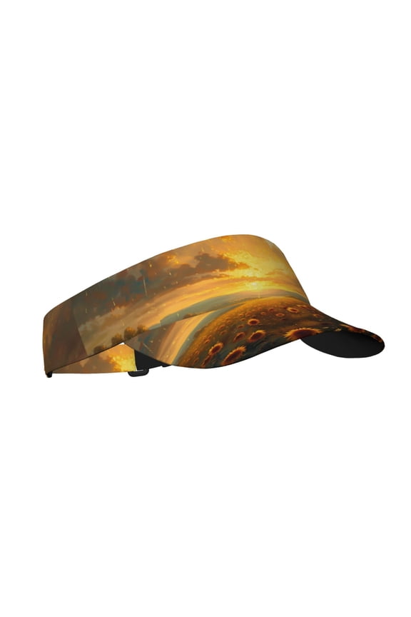 Sunflower Sunset Rainfall Print Sun Visor Hat Golf Visor Adjustable Velcro Outdoor Sports Cap for Men Women