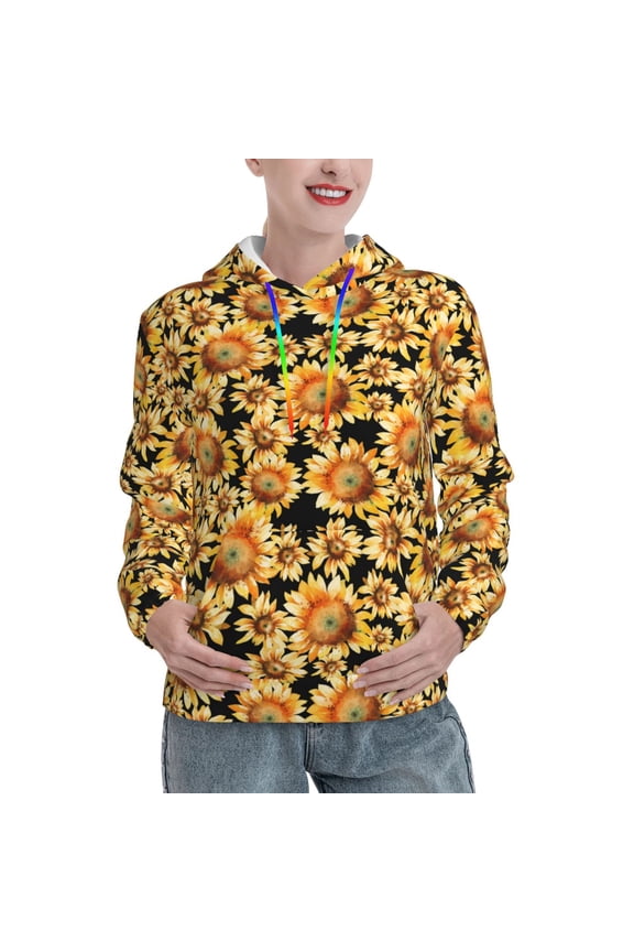 Sunflowers 1 Print Womens Oversized Hoodies Sweatshirts Hooded Pullover Tops Sweaters Casual-