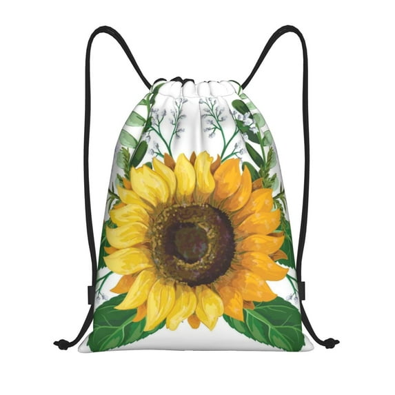 Kdxio Sunflowers (2) Print Drawstring Backpack Bag,Waterproof Draw String Back Sack, Gym Drawstring Bags Swim Bag For Unisex