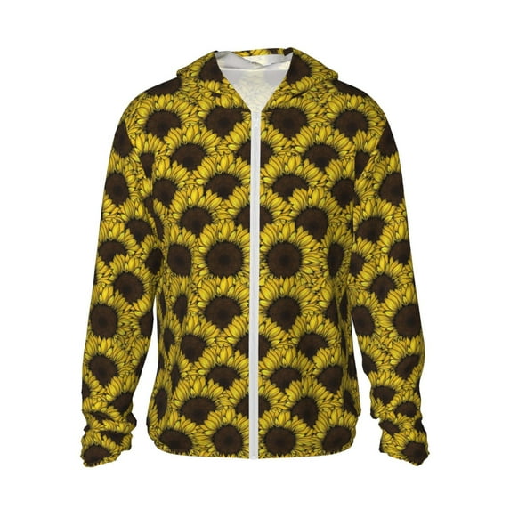Kdxio Sunflowers 3 Print Women Men Sun Protection UPF 50+ Jackets Zip Up Long Sleeve Hoodie Hiking Lightweight with Pockets