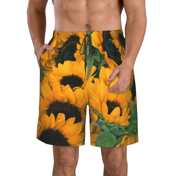 Kdxio Sunflowers 7 Pattern Mens Casual Shorts - Drawstring Summer Beach Sports Shorts for Men
