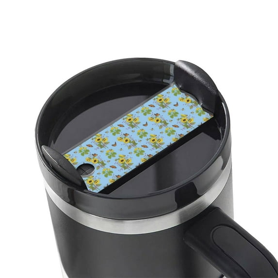 Kdxio Sunflowers And Bees Name Plate Compatible Stanley Cups Name Tag Acrylic Nameplate Tumbler Lid Topper for Cup Accessories