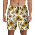 thumbnail image 1 of Kdxio Sunflowers And Bees Print Men'S Swim Trunks With Compression Liner 7 Inch Inseam Quick Dry Swim Shorts, 1 of 7