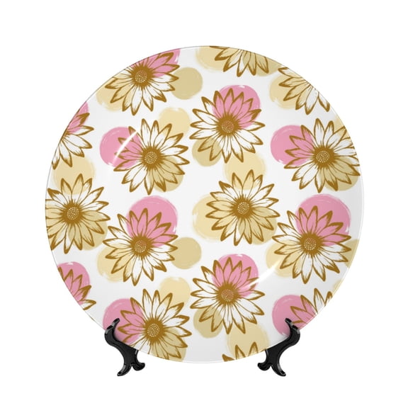 Kdxio Sunflowers Bone China Decorative Plate Ceramic Decorative Plate for Home Office Wall Stand Decorative Plates for Home Bedroom-6in