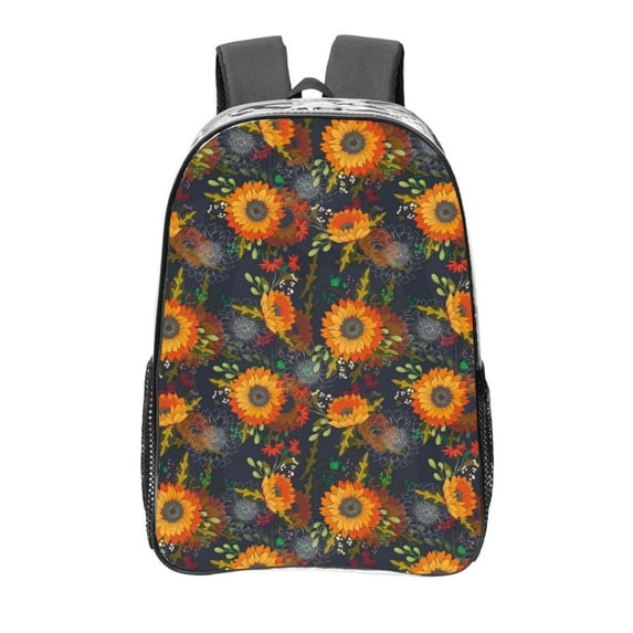 Kdxio Sunflowers Clear Backpack, Transparent Bookbag for School for Women Men, Capacity Clear Bag for College, Travel