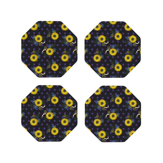 Kdxio Sunflowers Funny Coasters,4 Pcs Leather Coasters,Housewarming Gifts,Protect Furniture from Water Marks Scratch and Damage