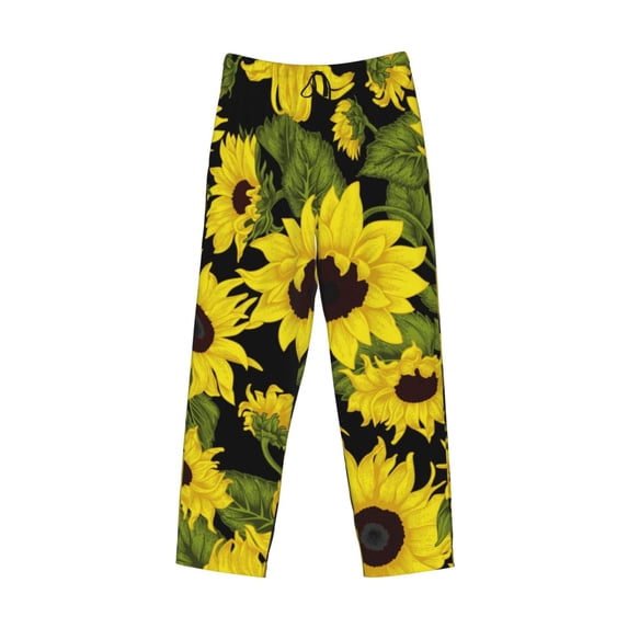 Kdxio Sunflowers In Vintage Print Men's Sleep Pajama Pant Lounge Pants with Pockets