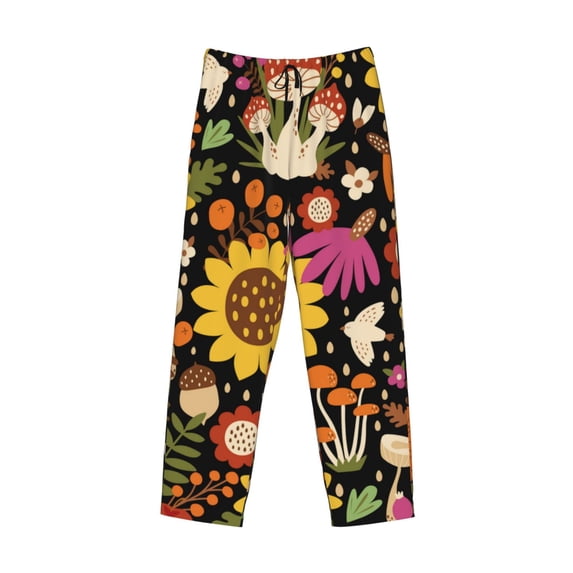 Kdxio Sunflowers Mushrooms Print Men's Sleep Pajama Pant Lounge Pants with Pockets
