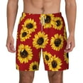 thumbnail image 1 of Kdxio Sunflowers On Red Print Men'S Swim Trunks With Compression Liner 7 Inch Inseam Quick Dry Swim Shorts, 1 of 7