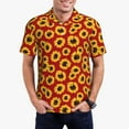 thumbnail image 1 of Kdxio Sunflowers On Red Print Men's Short Sleeve Polo Shirt,Midweight Men's Shirt, 1 of 6