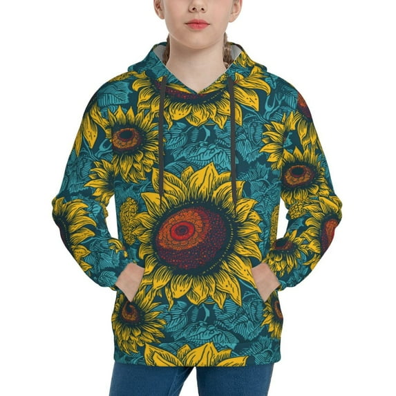 Kdxio Sunflowers Pattern Boys Athletic Unisex Boys Girls Hoodie with Pocket Sweatshirts-Medium