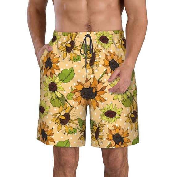 Kdxio Sunflowers Pattern Mens Casual Shorts - Drawstring Summer Beach Sports Shorts for Men