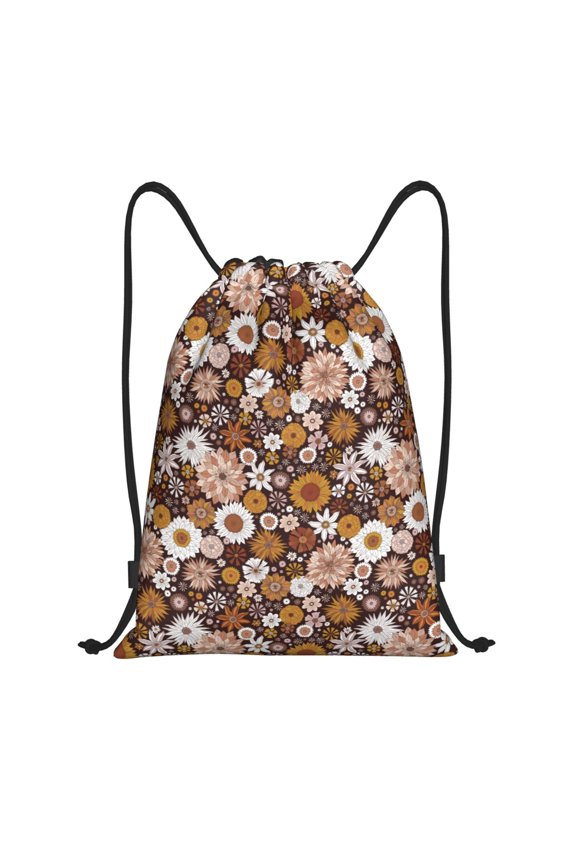 Sunflowers Print Drawstring Backpack Bag,Waterproof Draw String Back Sack, Gym Drawstring Bags Swim Bag For Unisex