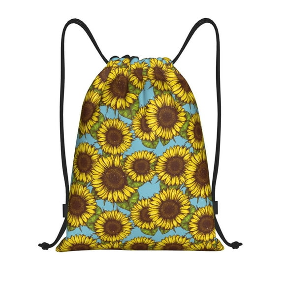 Kdxio Sunflowers Print Drawstring Backpack Bag,Waterproof Draw String Back Sack, Gym Drawstring Bags Swim Bag For Unisex