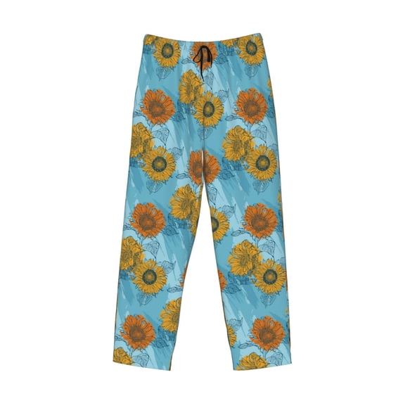 Kdxio Sunflowers Print Men's Sleep Pajama Pant Lounge Pants with Pockets