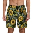 thumbnail image 1 of Kdxio Sunflowers Print Men's Swim Trunks with Compression Liner 7 Inch Inseam Quick Dry Swim Shorts, 1 of 7