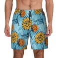 thumbnail image 1 of Kdxio Sunflowers Print Men's Swim Trunks with Compression Liner 7 Inch Inseam Quick Dry Swim Shorts, 1 of 7