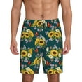 thumbnail image 1 of Kdxio Sunflowers Print Mens Sleep Shorts Bottoms Soft Comfy Pajama Wear Pants with Drawstring Pockets, 1 of 7
