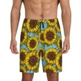 thumbnail image 1 of Kdxio Sunflowers Print Mens Sleep Shorts Bottoms Soft Comfy Pajama Wear Pants with Drawstring Pockets, 1 of 7