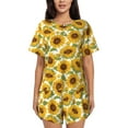 thumbnail image 1 of Kdxio Sunflowers Print Pajamas Sets for Women Short-Sleeved Pjs with Lounge Shorts Two Piece Sleepwear S-4XL, 1 of 9