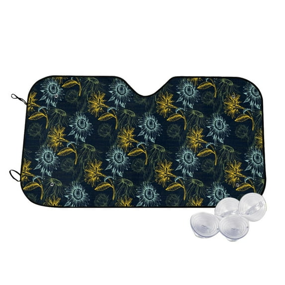 Kdxio Sunflowers Print Windshield Sun Shade,UV Rays and Sun Heat Protection,Sunshade for Car Windshield,Car Shade Front Windshield - Medium