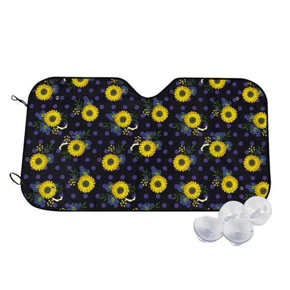Kdxio Sunflowers Print Windshield Sun Shade,UV Rays and Sun Heat Protection,Sunshade for Car Windshield,Car Shade Front Windshield - Small