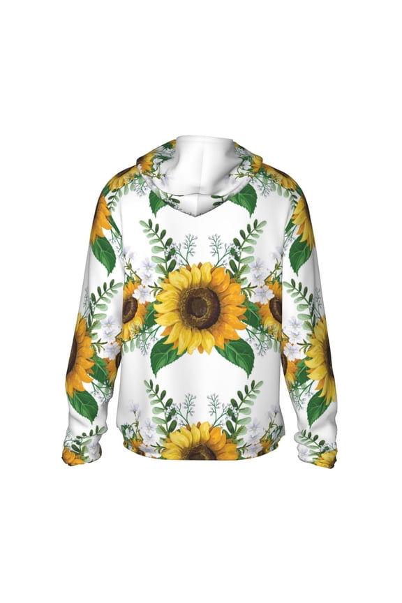 Sunflowers Print Women Men Sun Protection UPF 50+ Jackets Zip Up Long Sleeve Hoodie Hiking Lightweight with Pockets