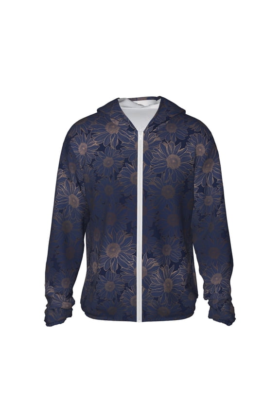 Sunflowers Print Women Men Sun Protection UPF 50+ Jackets Zip Up Long Sleeve Hoodie Hiking Lightweight with Pockets