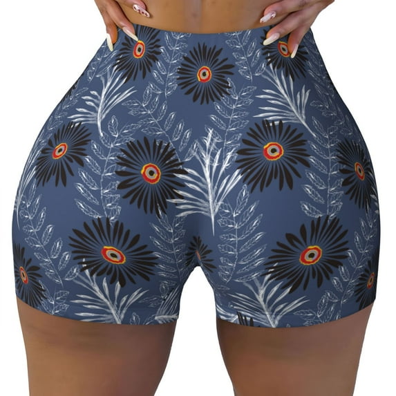 Kdxio Sunflowers Print Workout Shorts for Women Seamless Soft Smooth Gym Yoga Scrunch Active Shorts