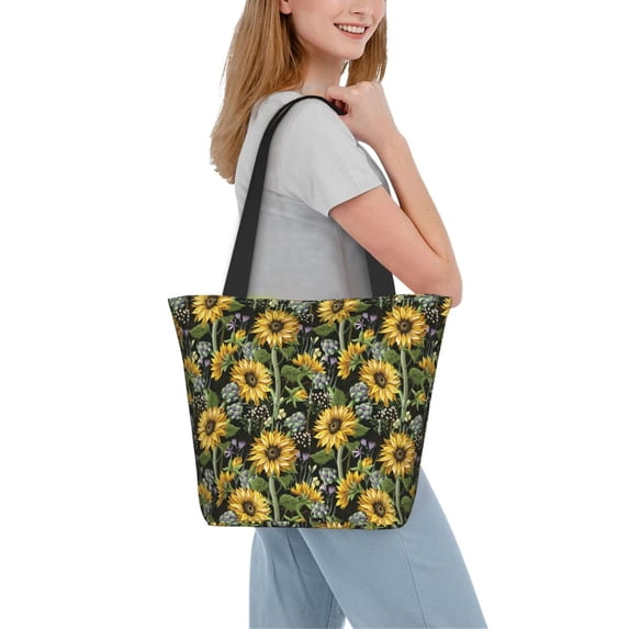 Kdxio Sunflowers Women Reusable Grocery Bags Foldable Ripstop,Reusable Shopping Bags for Shopping,Gym,Gift